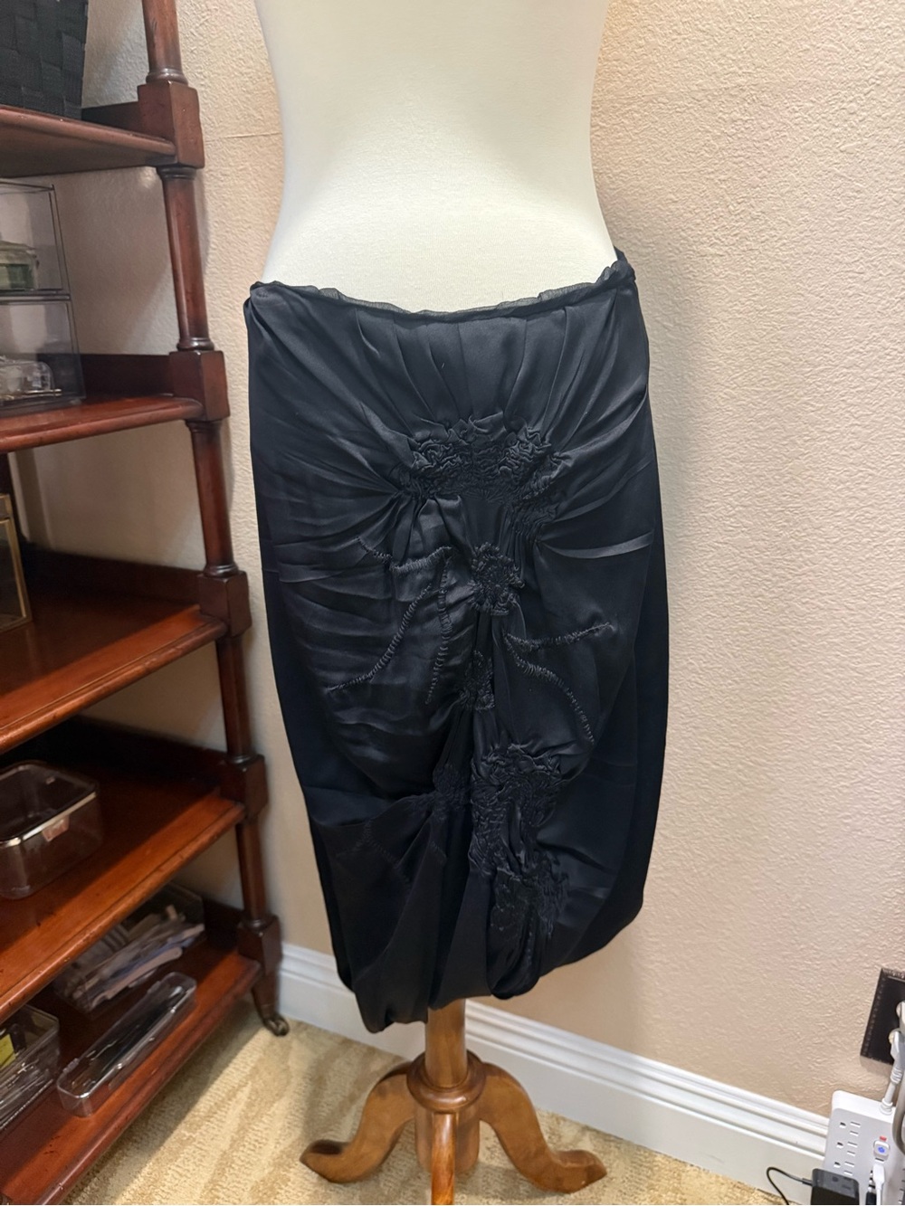 Jean Paul Gaultier Black Ruched Detail Pencil Skirt